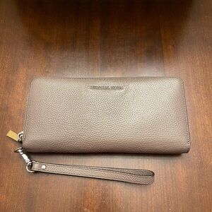 Michael Kors Taupe Leather Wristlet Wallet